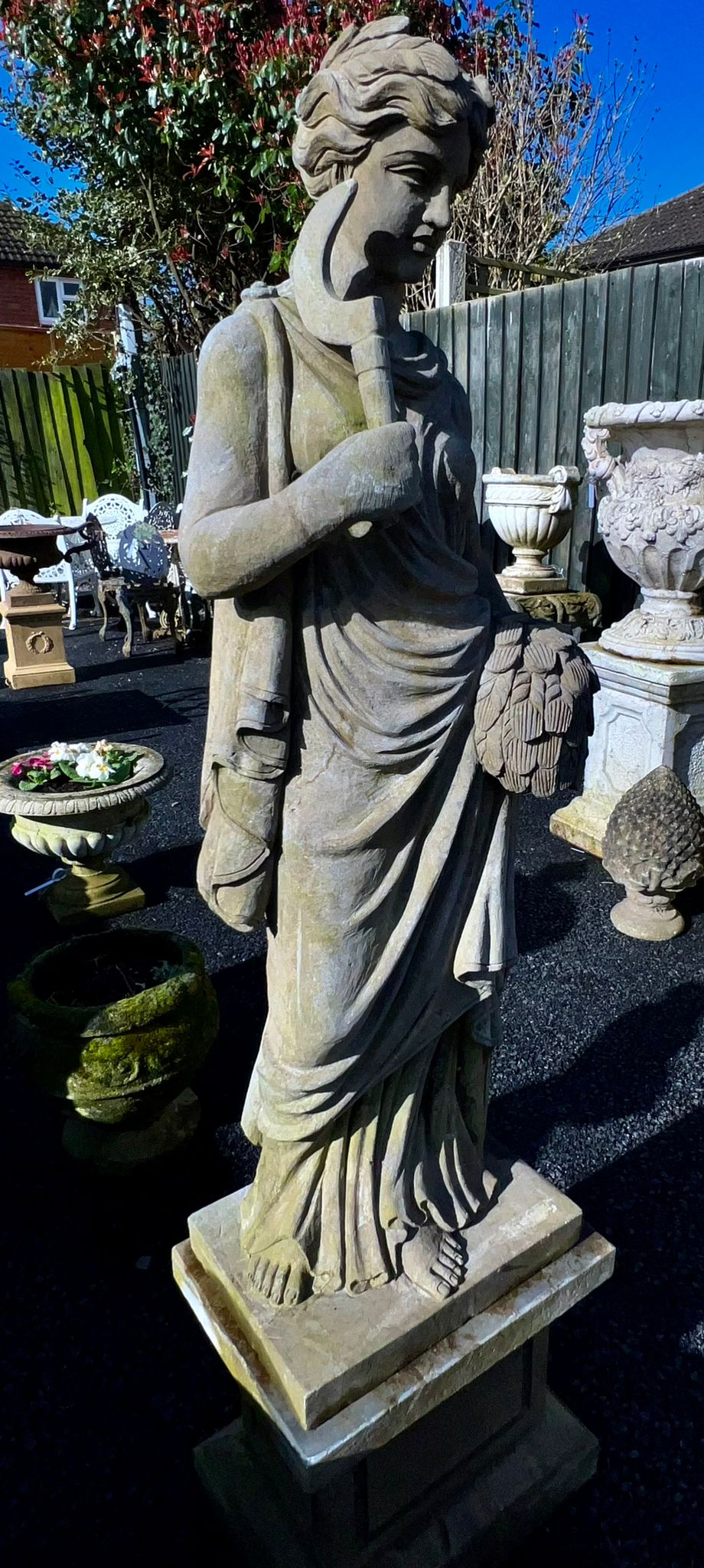 Hand Carved Stone Lady Four Seasons Statue (5ft 4)