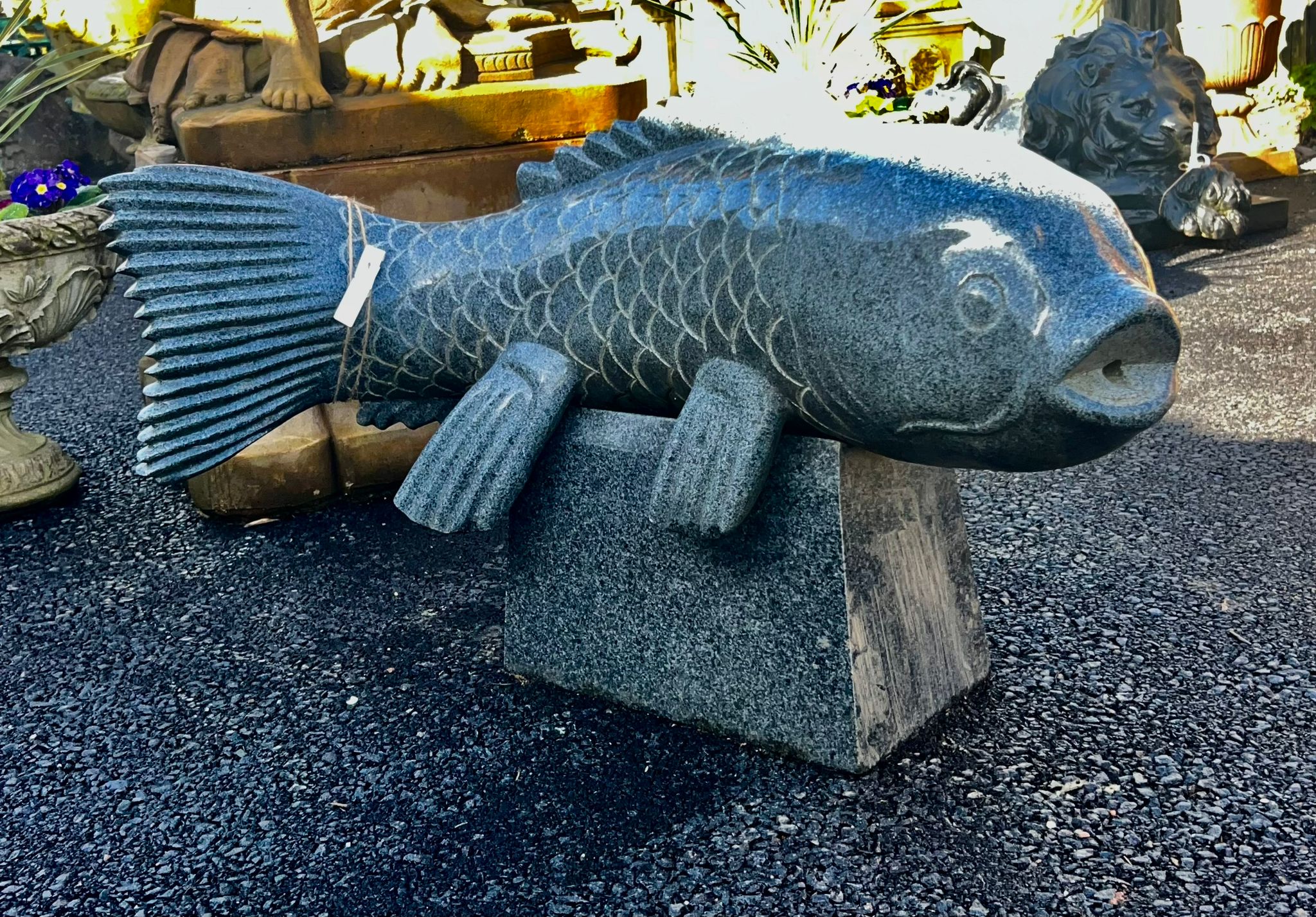 Large Granite Carp Water Feature on Stand