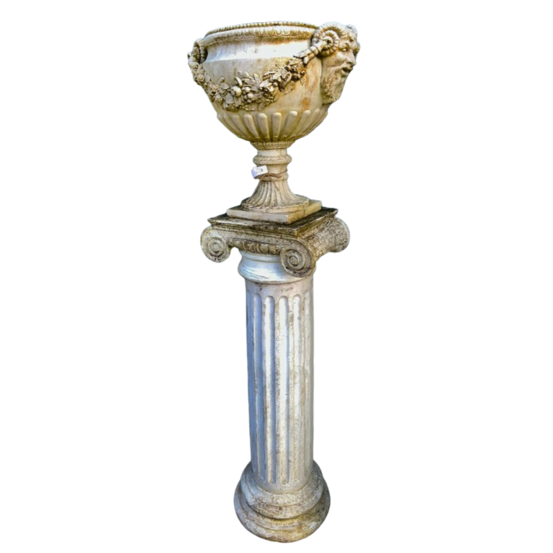 Victorian Stone Decorative Urn on Stone Plinth (5ft 4)