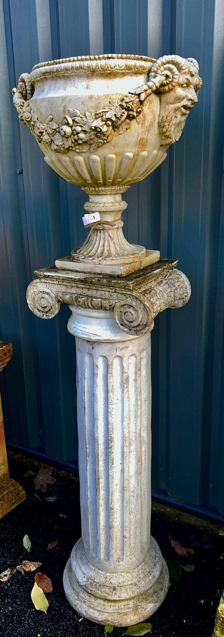 Victorian Stone Decorative Urn on Stone Plinth (5ft 4)