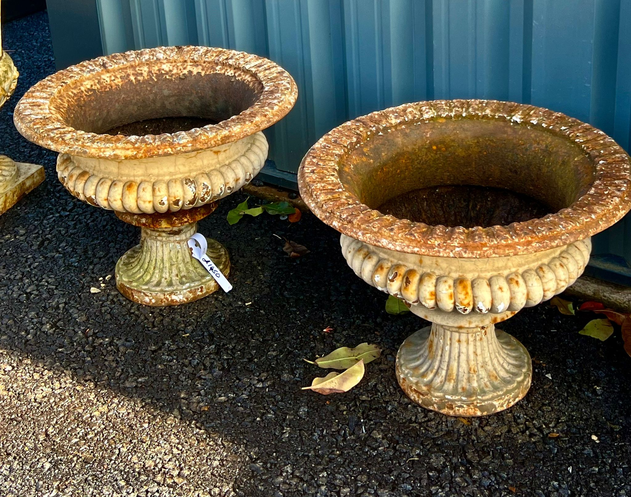 Pair of Victorian Coalbrookdale Cast Iron Urns