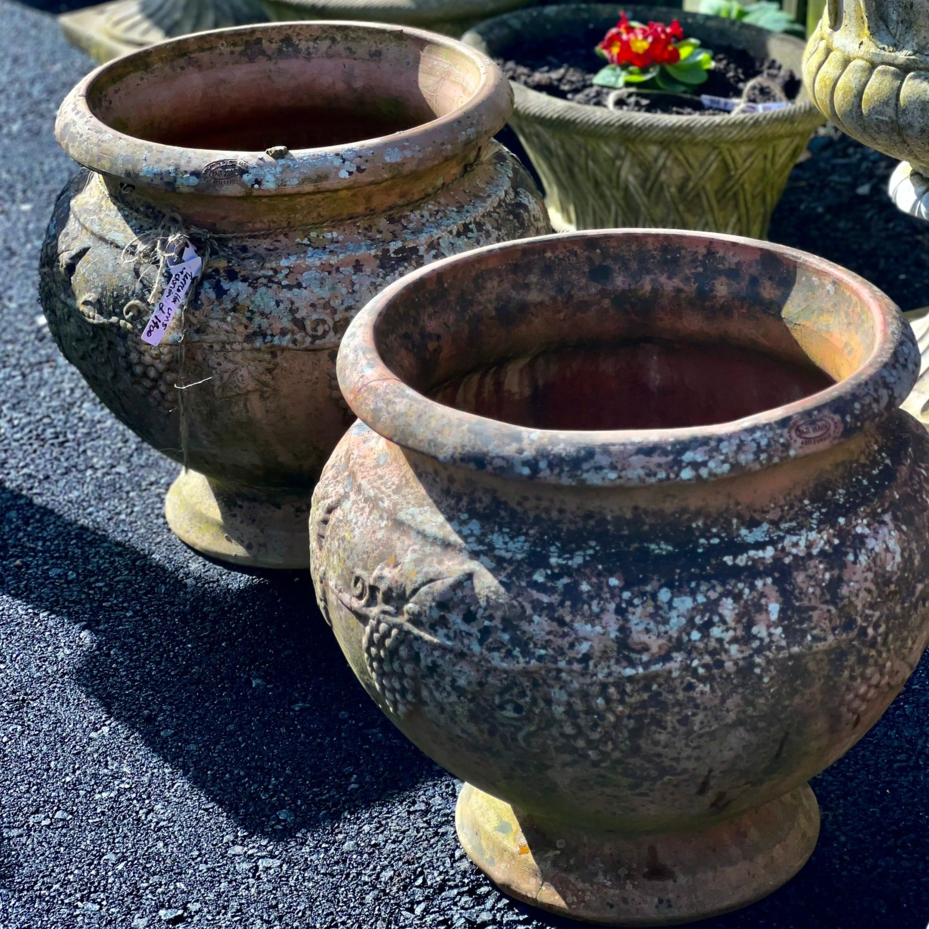 Pair of Goicoechea Handmade French Terracotta Victorian Urns - (Reduced Due to Slight Hairline Crack Inside But Not Damaging The Urn)