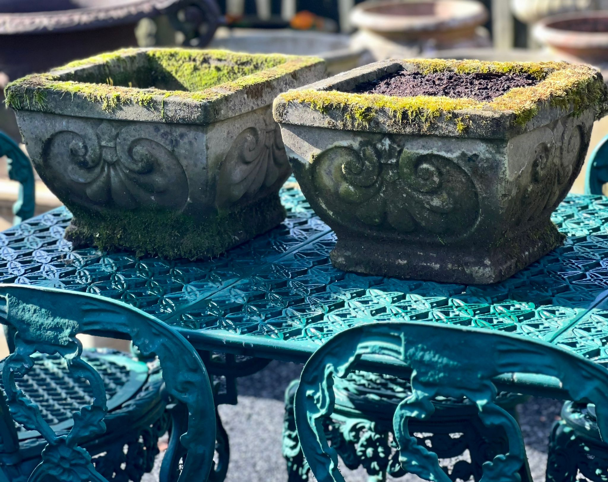 Pair of Weathered Stone Planters