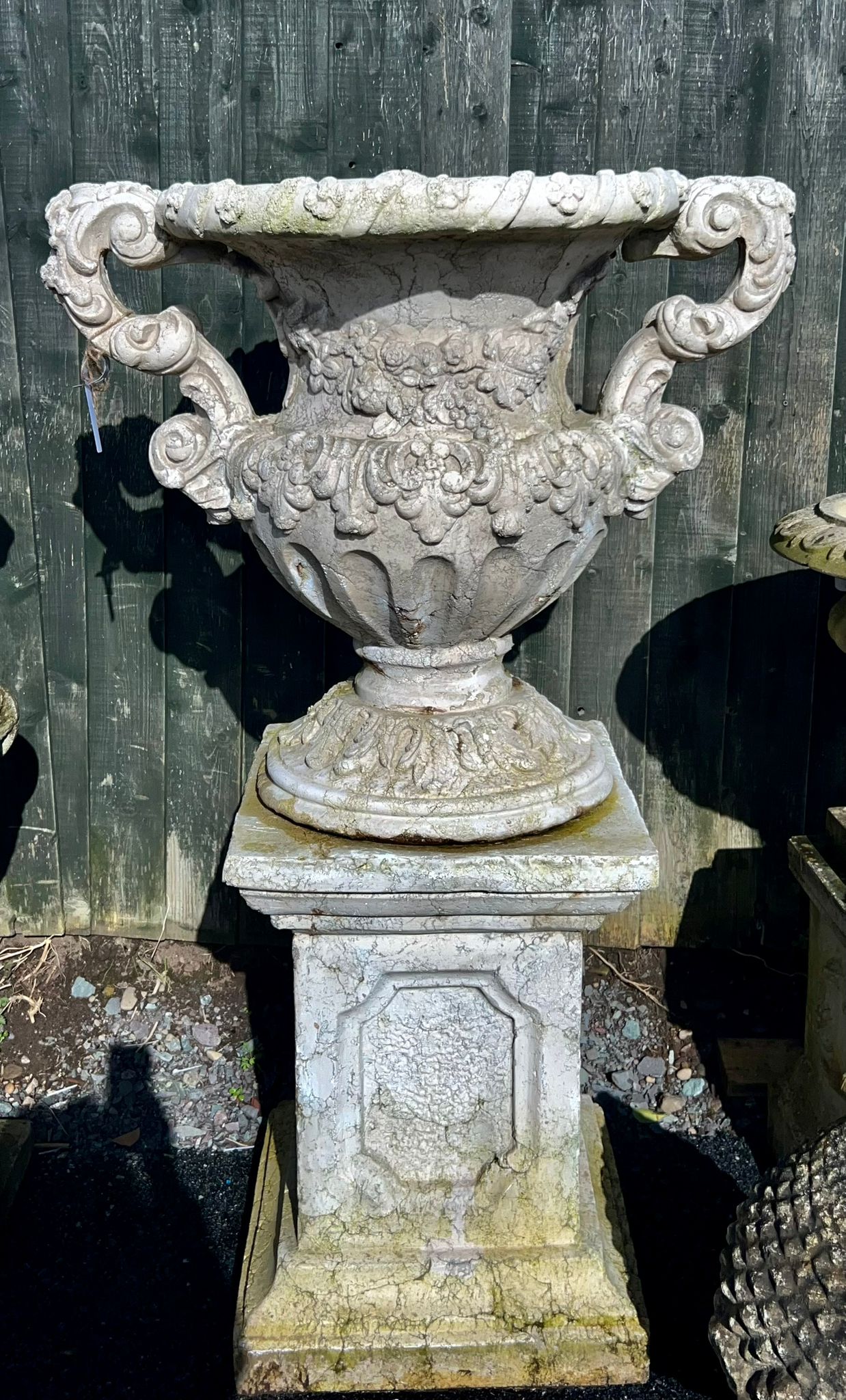 Reconstituted Stone Urn on Plinth (5ft)