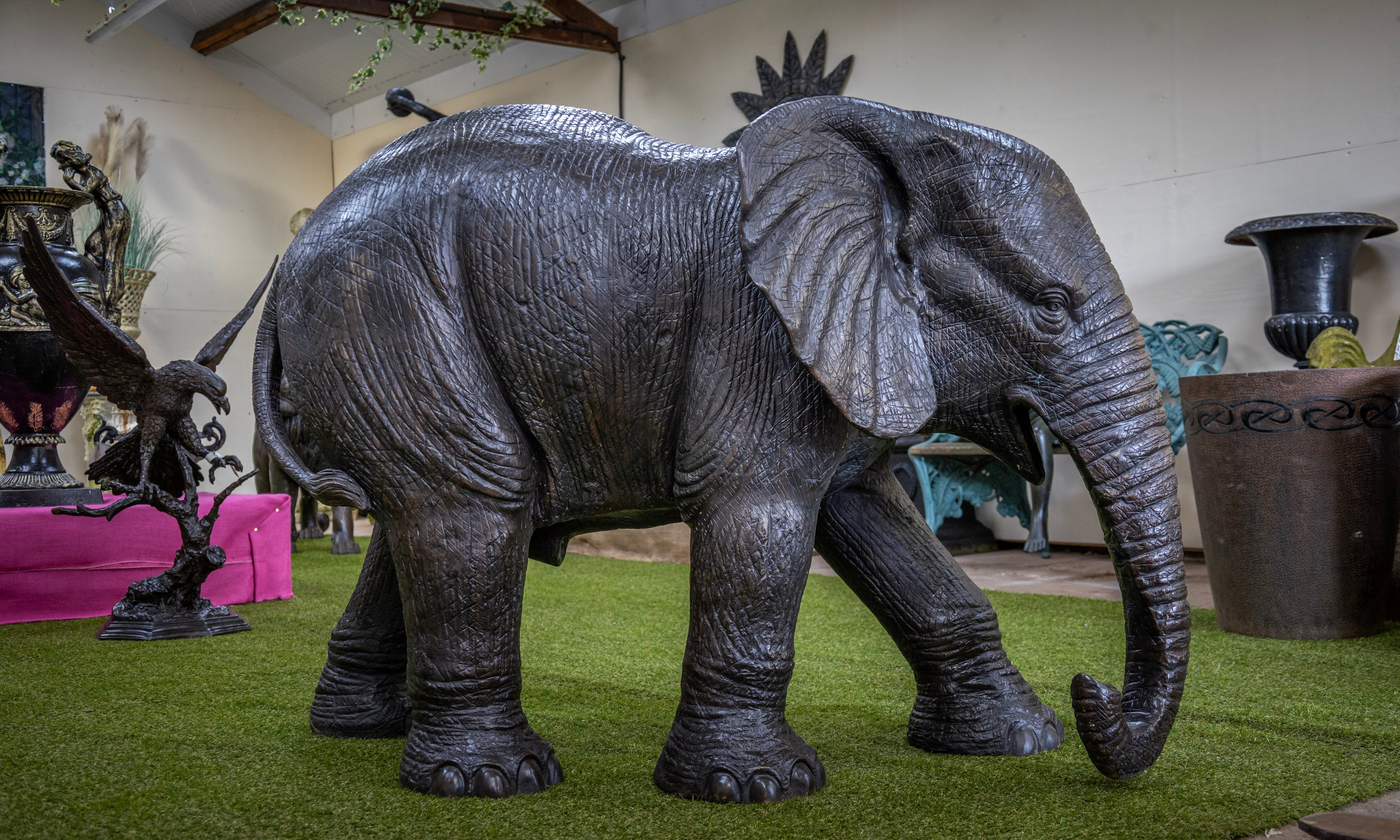 Large Bronze Elephant Water Fountain