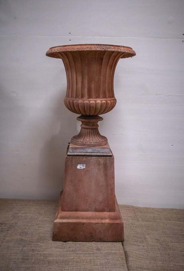 Victorian Cast Iron Urns (Pair)(3ft Tall, 13-inch Wide Base)