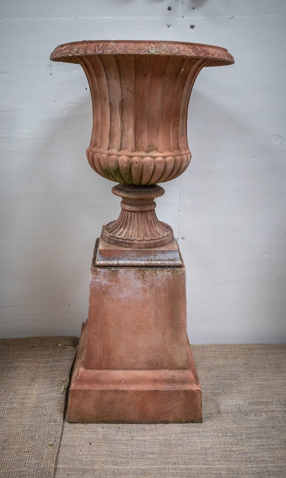 Victorian Cast Iron Urns (Pair)(3ft Tall, 13-inch Wide Base)