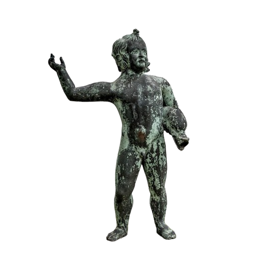 Bronze Boy Statue Holding Dolphin