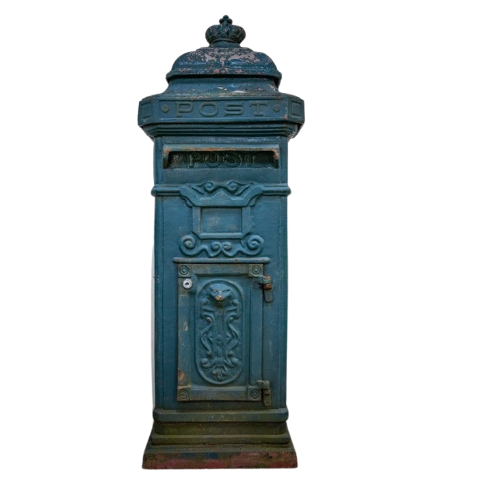 Antique Cast Iron Blue Post-box