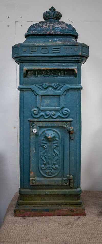 Antique Cast Iron Blue Post-box