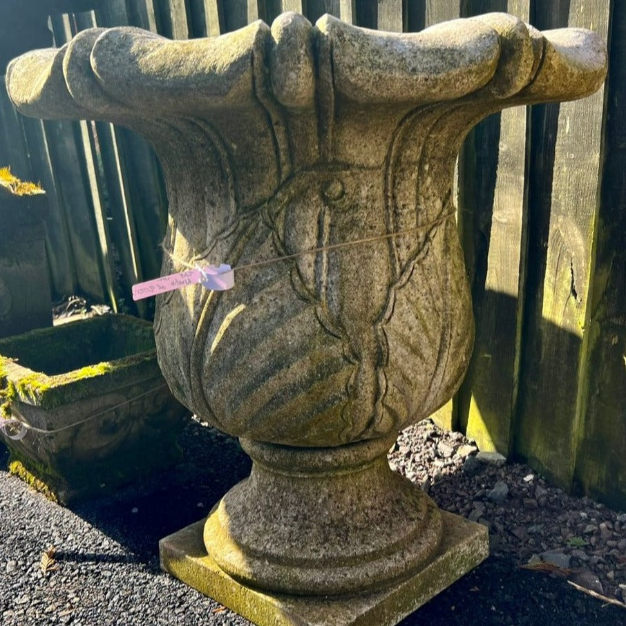 Granite Petal Shaped Urn - 32 inches Across, 31 inches Tall