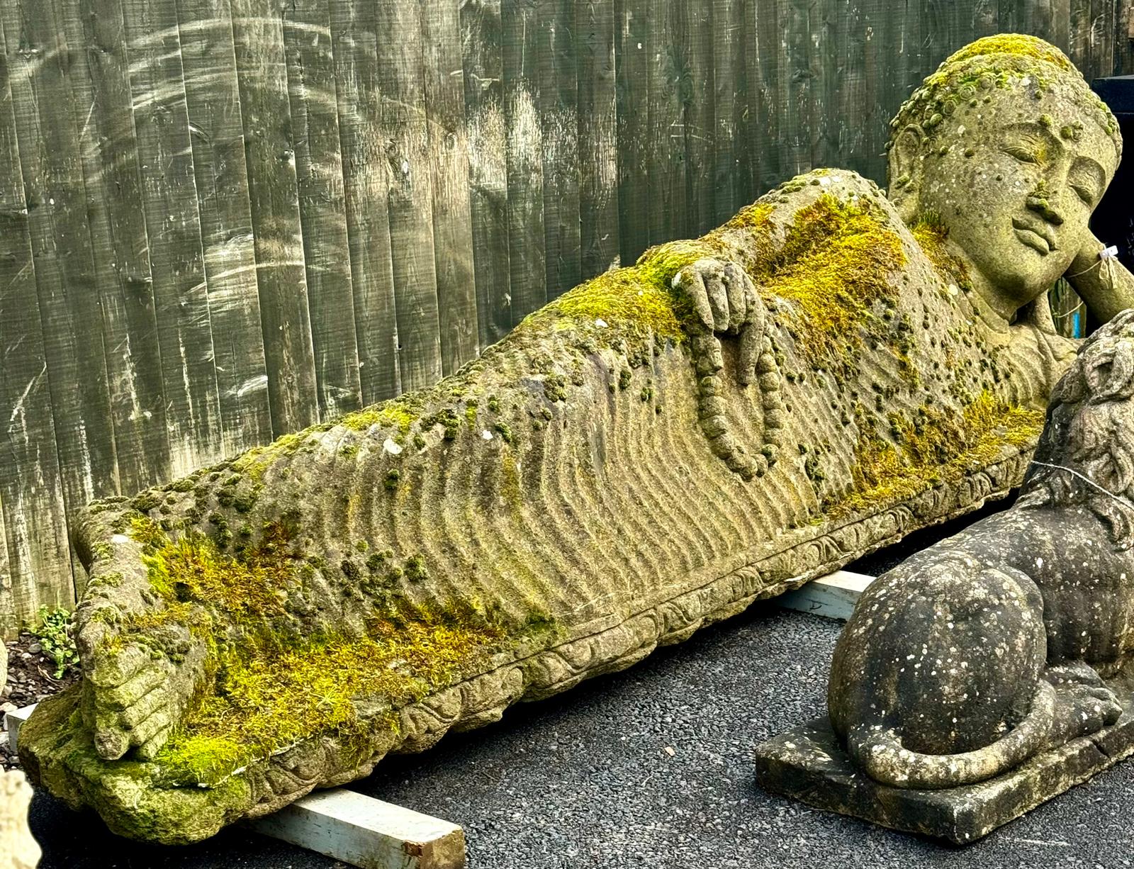 Huge Reclining Stone Buddha - 12ft Long