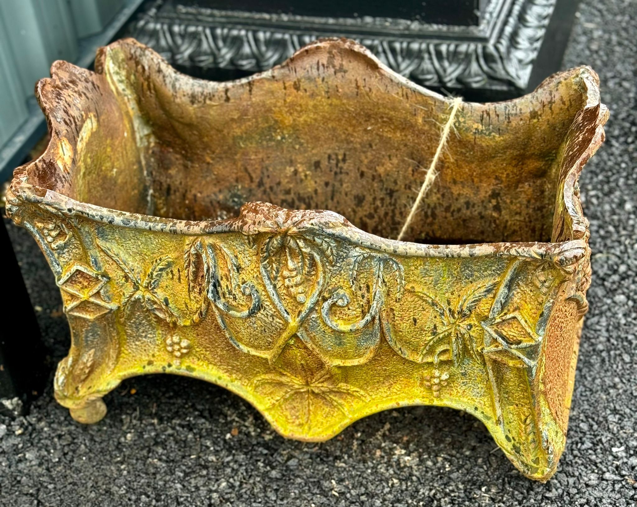 Pair of Victorian Cast Iron Planters - 2 ft Long, 15 inches Tall