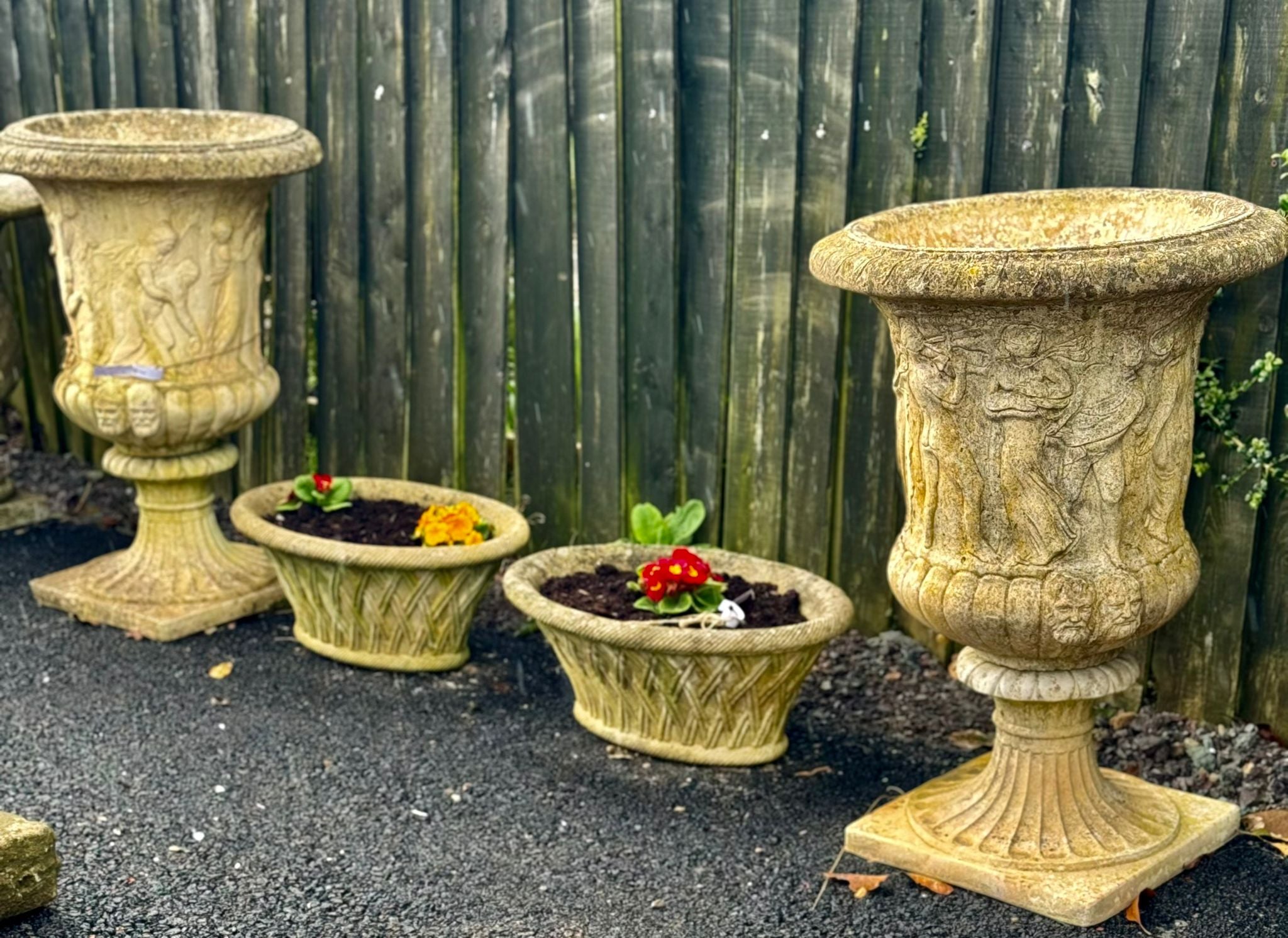 Stone Urns - 3 ft Tall, 2 ft 2 Wide