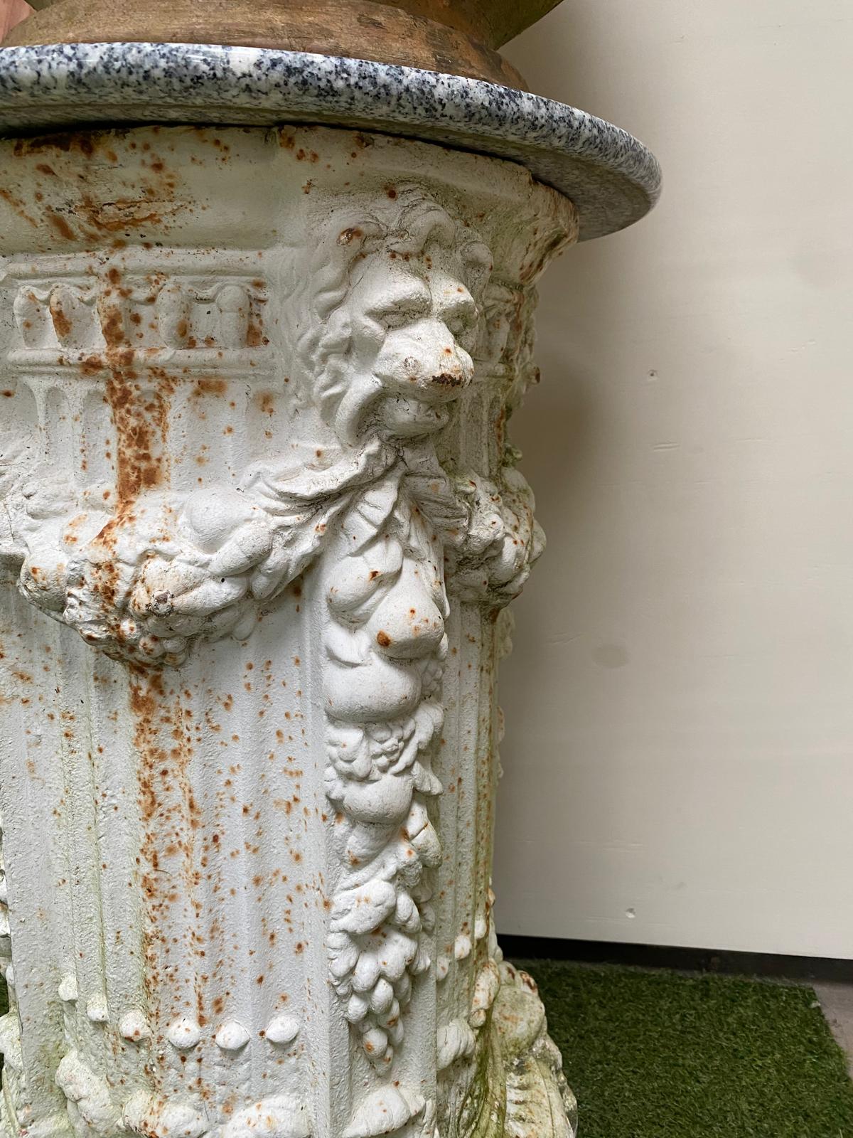 Victorian Cast Iron Columns with Marble Tops (Pair)