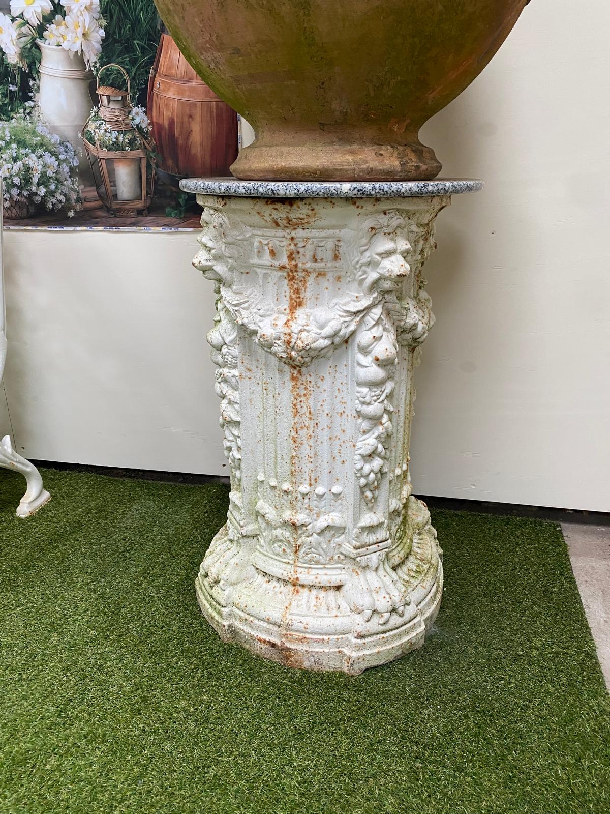 Victorian Cast Iron Columns with Marble Tops (Pair)