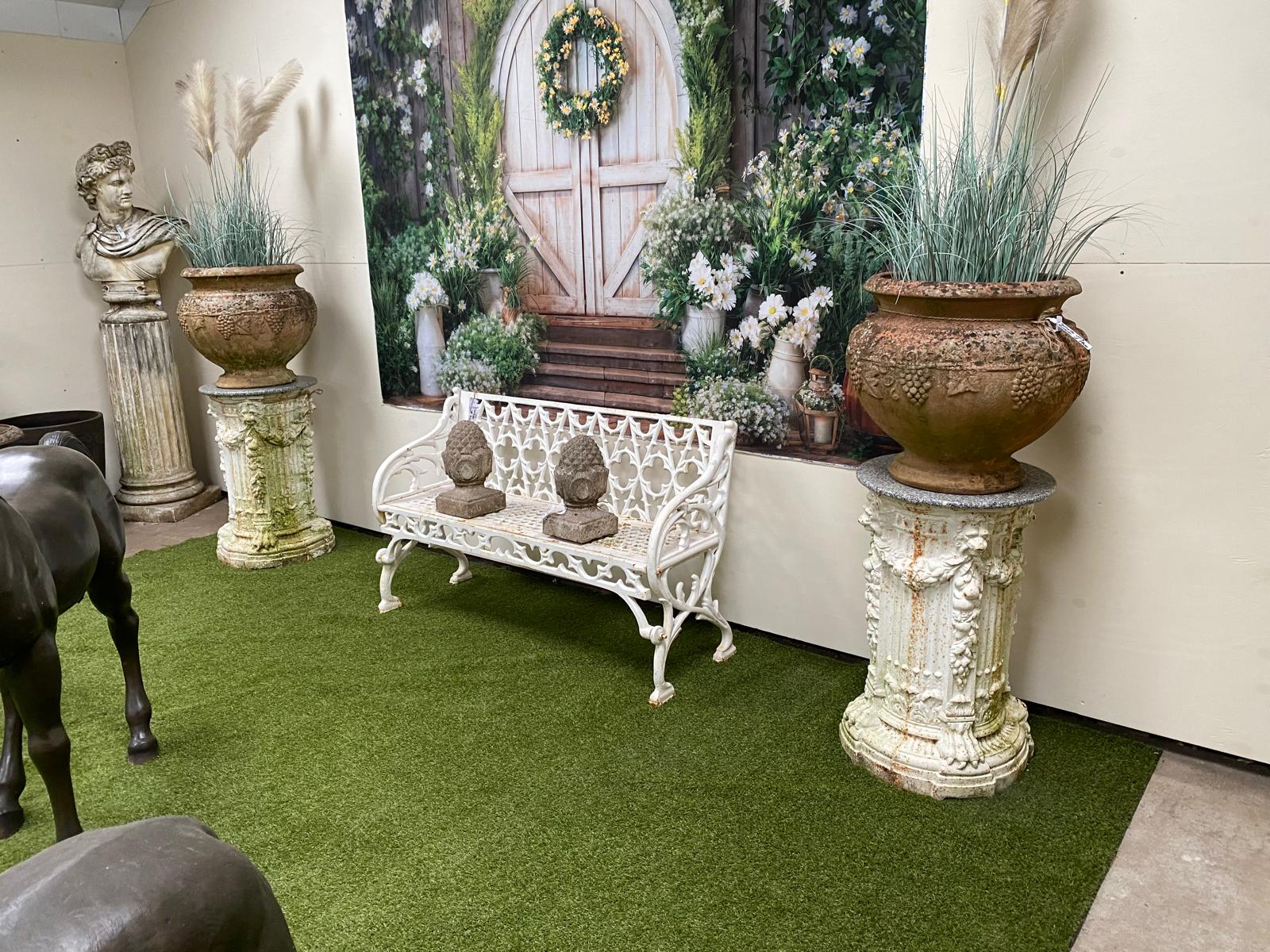 Victorian Cast Iron Columns with Marble Tops (Pair)