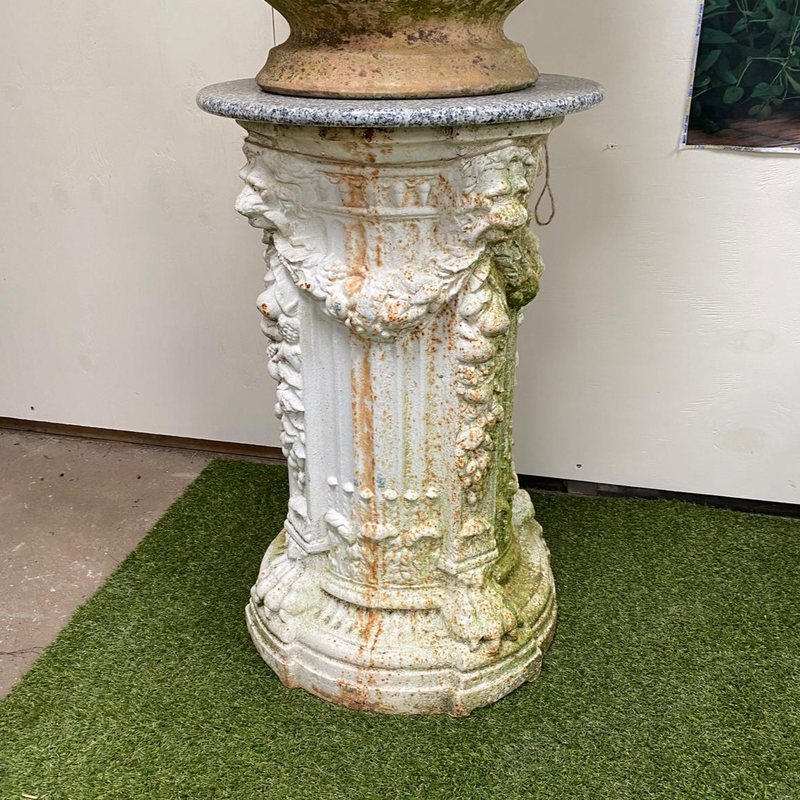 Victorian Cast Iron Columns with Marble Tops (Pair)