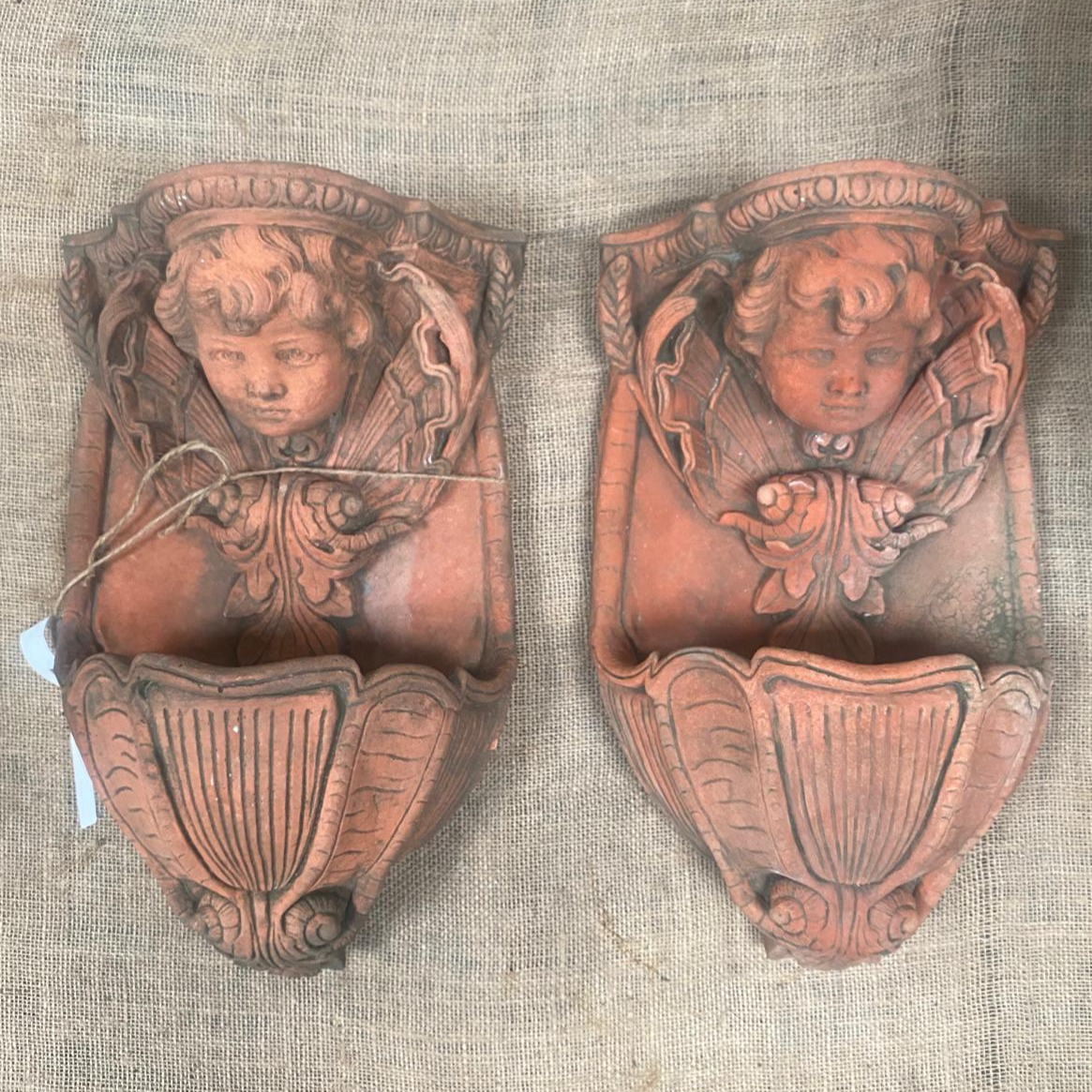 Pair of Terracotta Cherub Wall Decor