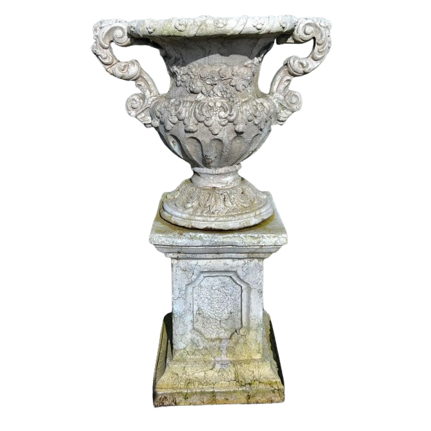 Reconstituted Stone Urn on Plinth (5ft)