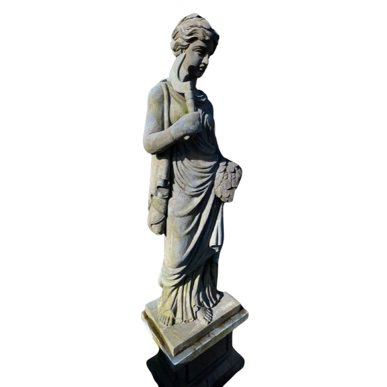 Hand Carved Stone Lady Four Seasons Statue (5ft 4)