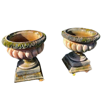 Pair of Decorative Stone Urns - 28 inches Across, 32 inches Tall