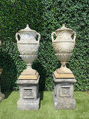 Pair of Vicorian Stone Jardinières with Lids