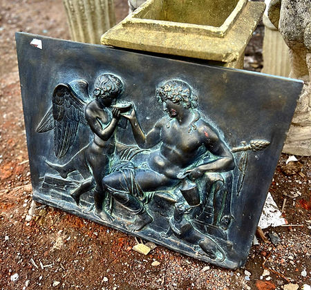 Antique Terracotta Wall Plaque Bacchus & Cupid