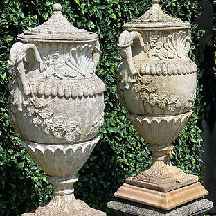 Pair of Vicorian Stone Jardinières with Lids