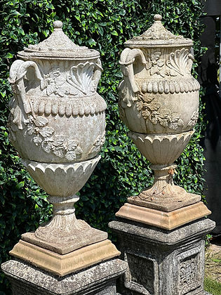 Pair of Vicorian Stone Jardinières with Lids