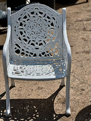 White Cast Iron Victorian Garden Table and Chair Set by Falkirk