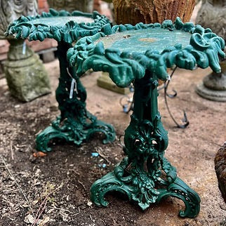 Pair of Victorian Cast Iron Gothic Side Tables