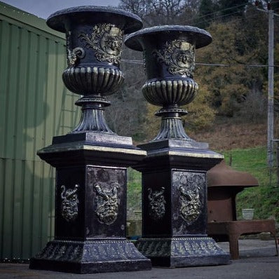 HUGE Pair Cast Iron Urns