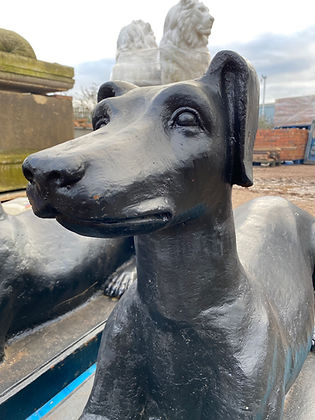 Large pair of cast iron greyhound gatekeepers