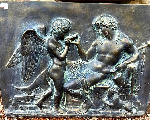 Antique Terracotta Wall Plaque Bacchus & Cupid