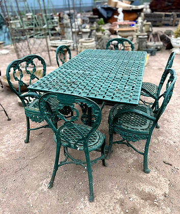 Cast Aluminium Heavy Table and 6 Chairs Set