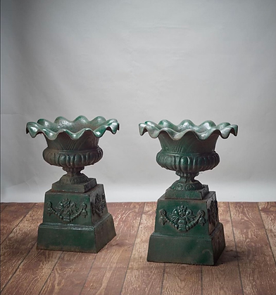 Pair of Victorian Cast Iron Urns