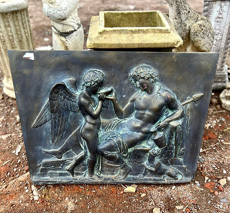 Antique Terracotta Wall Plaque Bacchus & Cupid