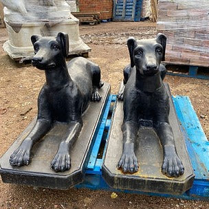 Large pair of cast iron greyhound gatekeepers