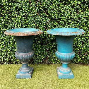 Pair of Blue Campagna Urns